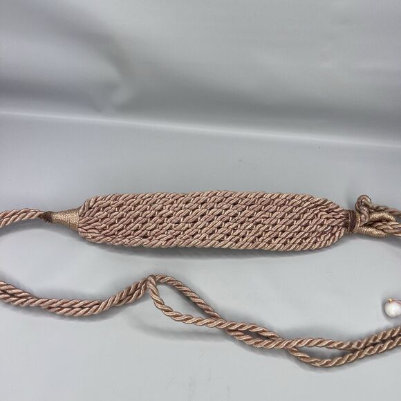 Vintage Shell Tie Pink Belt One Size Woven Rope Braided Waist Hippie Boho  80s - Picture 4 of 7